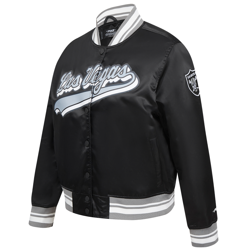 NFL LAS VEGAS RAIDERS SCRIPT TAIL BLOUSON EN SATIN POUR FEMME (NOIR/GRIS)