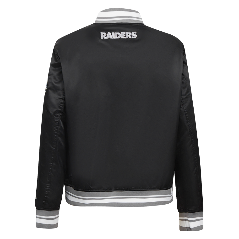 NFL LAS VEGAS RAIDERS SCRIPT TAIL BLOUSON EN SATIN POUR FEMME (NOIR/GRIS)