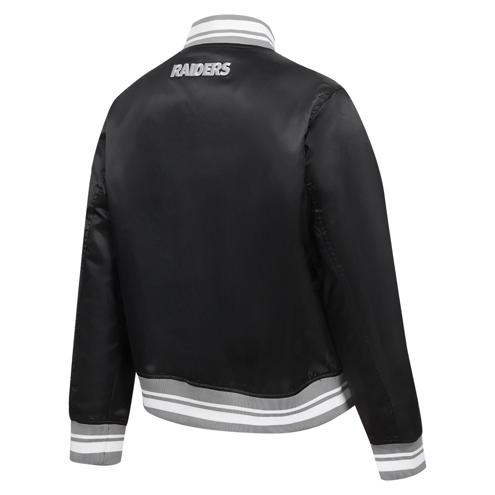 NFL LAS VEGAS RAIDERS SCRIPT TAIL BLOUSON EN SATIN POUR FEMME (NOIR/GRIS)