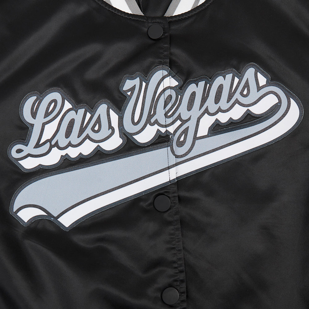NFL LAS VEGAS RAIDERS SCRIPT TAIL BLOUSON EN SATIN POUR FEMME (NOIR/GRIS)