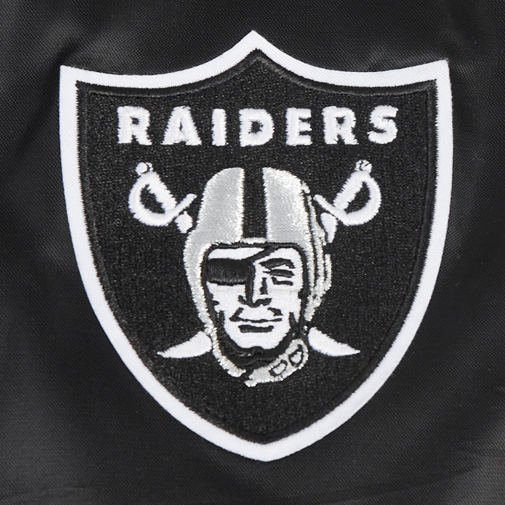 NFL LAS VEGAS RAIDERS SCRIPT TAIL BLOUSON EN SATIN POUR FEMME (NOIR/GRIS)