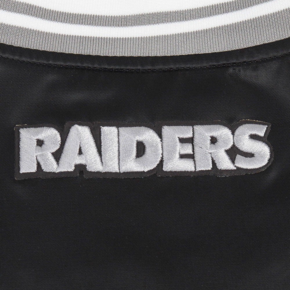 NFL LAS VEGAS RAIDERS SCRIPT TAIL BLOUSON EN SATIN POUR FEMME (NOIR/GRIS)
