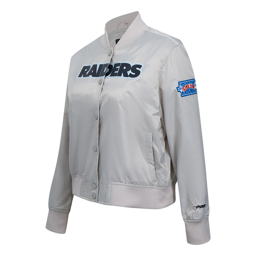 NFL LAS VEGAS RAIDERS CLASSIC WOMEN'S SATIN JACKET (SILVER)