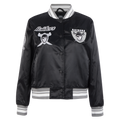 NFL OAKLAND RAIDERS RETRO CLASSIC WOMEN'S RIB SATIN JACKET (BLACK/GREY)