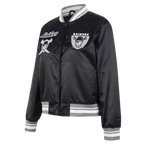NFL OAKLAND RAIDERS RETRO CLASSIC WOMEN'S RIB SATIN JACKET (BLACK/GREY)
