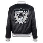 NFL OAKLAND RAIDERS RETRO CLASSIC WOMEN'S RIB SATIN JACKET (BLACK/GREY)