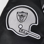 NFL OAKLAND RAIDERS RETRO CLASSIC WOMEN'S RIB SATIN JACKET (BLACK/GREY)