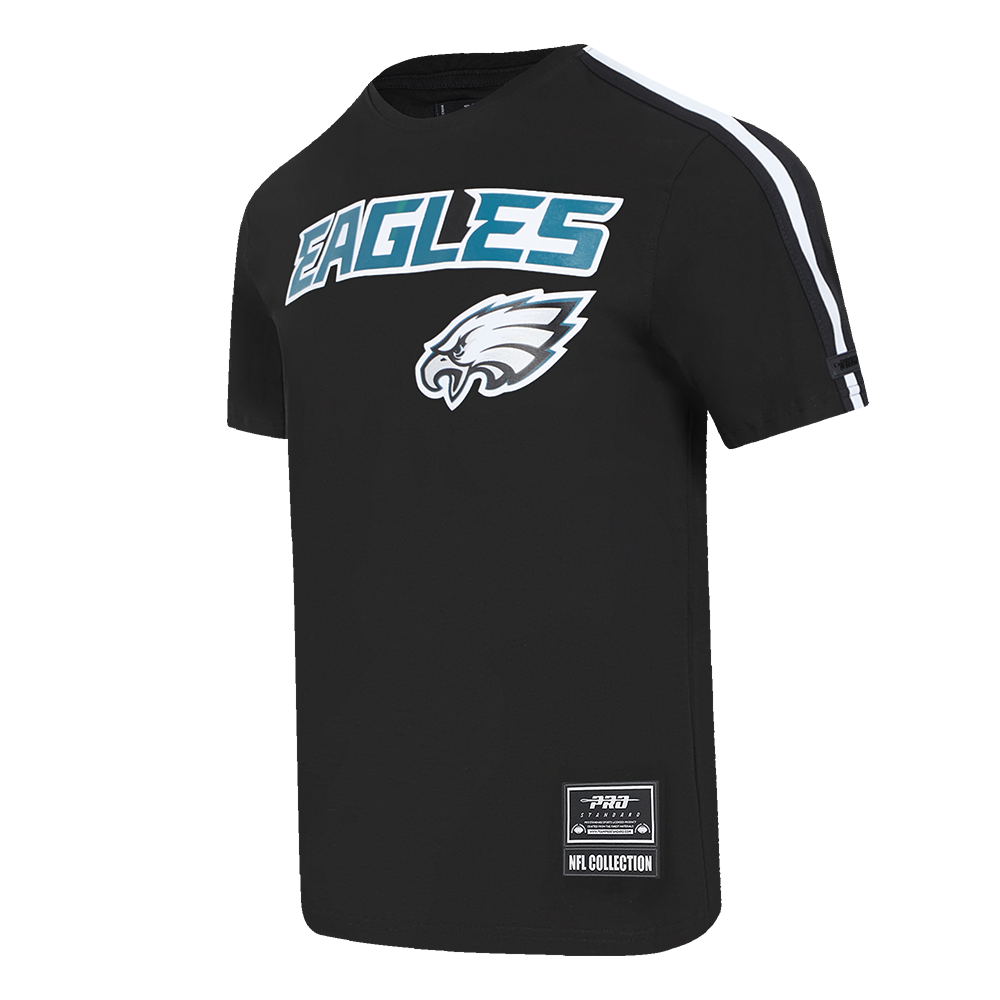 NFL PHILADELPHIA EAGLES CLASSIC MESH MEN'S SINGLE JERSEY STRIPED TEE (BLACK)