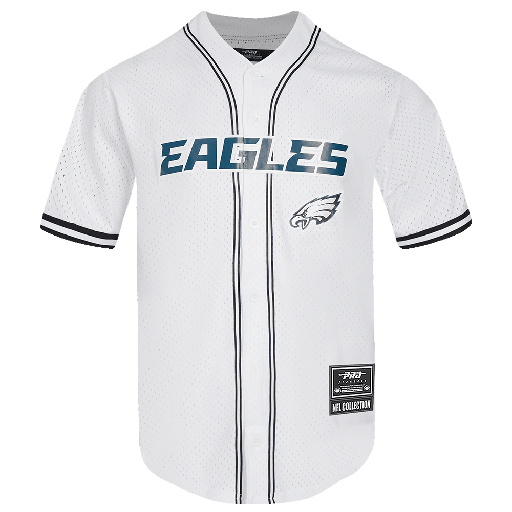 NFL PHILADELPHIA EAGLES CLASSIC MEN'S MESH BUTTON DOWN JERSEY (WHITE / BLACK / WHTE)