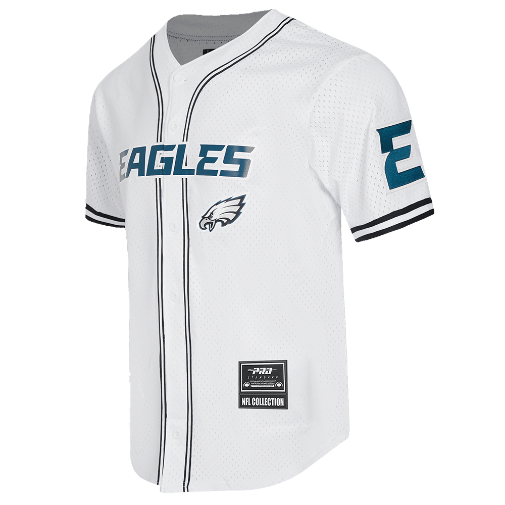 NFL PHILADELPHIA EAGLES CLASSIC MEN'S MESH BUTTON DOWN JERSEY (WHITE / BLACK / WHTE)