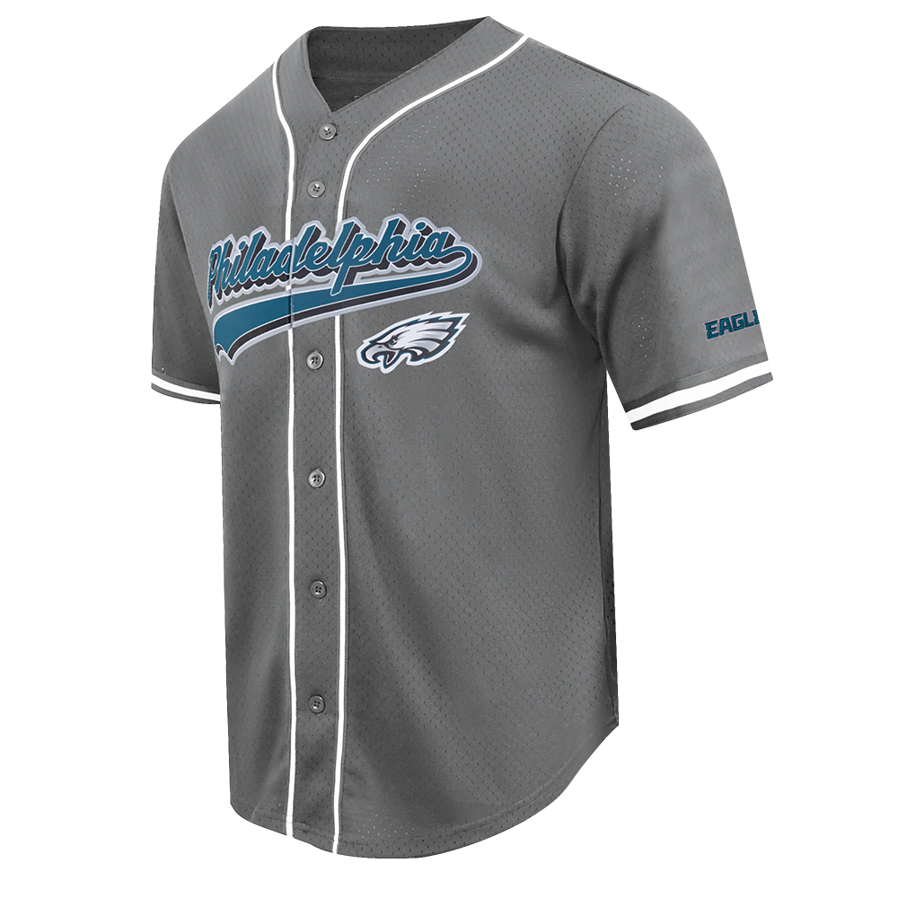 NFL PHILADELPHIA EAGLES SCRIPT TAIL CHEMISE BOUTONNÉE EN FILET POUR HOMME (GRIS)