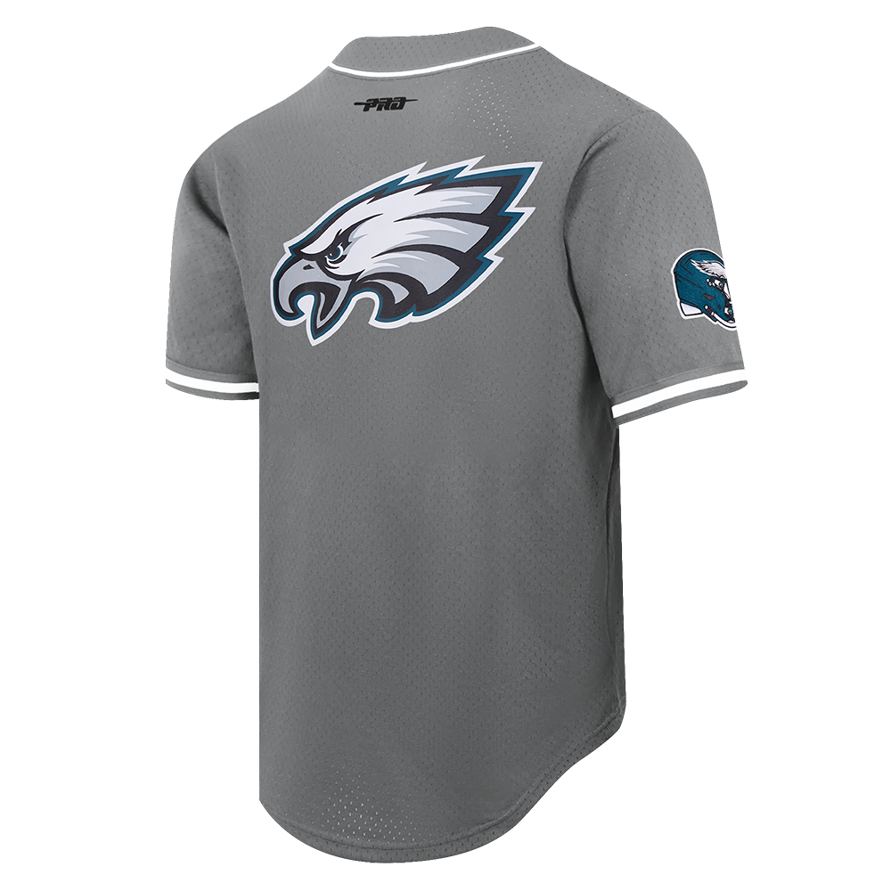 NFL PHILADELPHIA EAGLES SCRIPT TAIL CHEMISE BOUTONNÉE EN FILET POUR HOMME (GRIS)