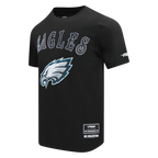 NFL PHILADELPHIA EAGLES REBEL ATHLETICS T-SHIRT EN JERSEY SIMPLE À LOGO EMPILÉ POUR HOMME (NOIR)
