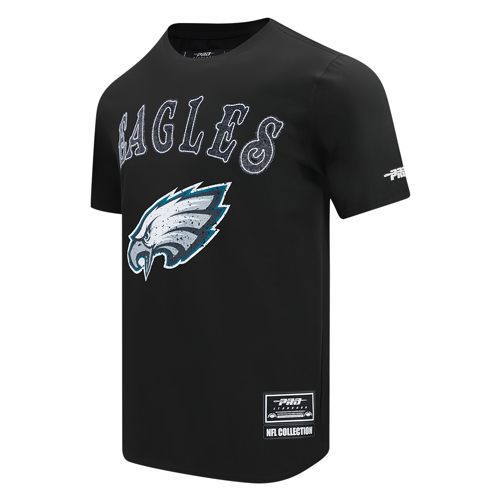 NFL PHILADELPHIA EAGLES REBEL ATHLETICS T-SHIRT EN JERSEY SIMPLE À LOGO EMPILÉ POUR HOMME (NOIR)