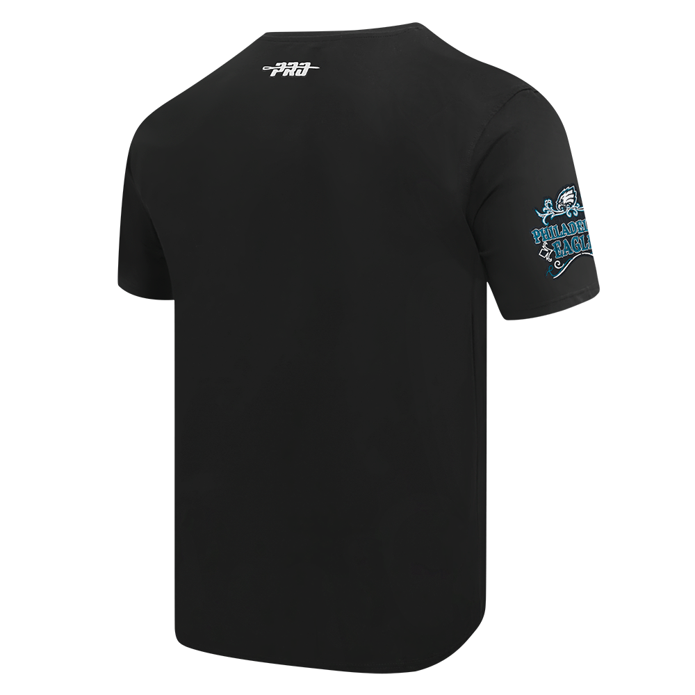 NFL PHILADELPHIA EAGLES REBEL ATHLETICS T-SHIRT EN JERSEY SIMPLE À LOGO EMPILÉ POUR HOMME (NOIR)