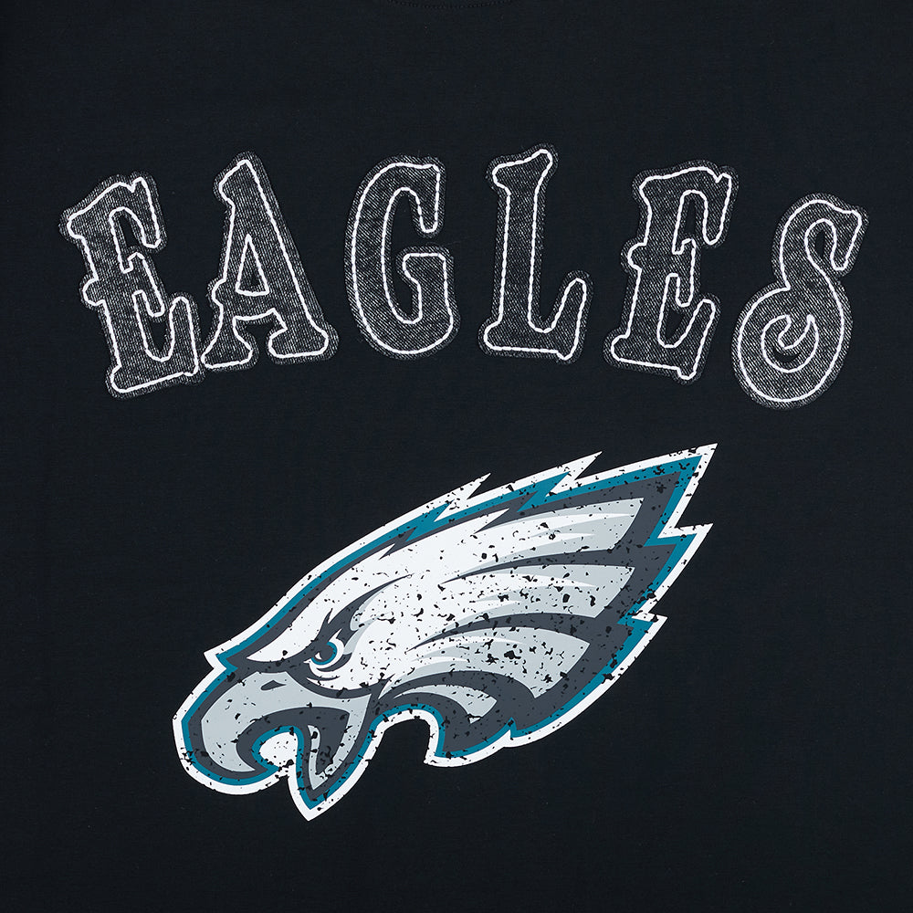 NFL PHILADELPHIA EAGLES REBEL ATHLETICS T-SHIRT EN JERSEY SIMPLE À LOGO EMPILÉ POUR HOMME (NOIR)