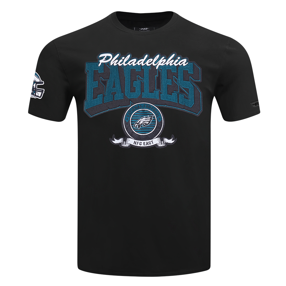 NFL PHILADELPHIA EAGLES TEAM BADGE T-SHIRT EN JERSEY SIMPLE POUR HOMME (NOIR)