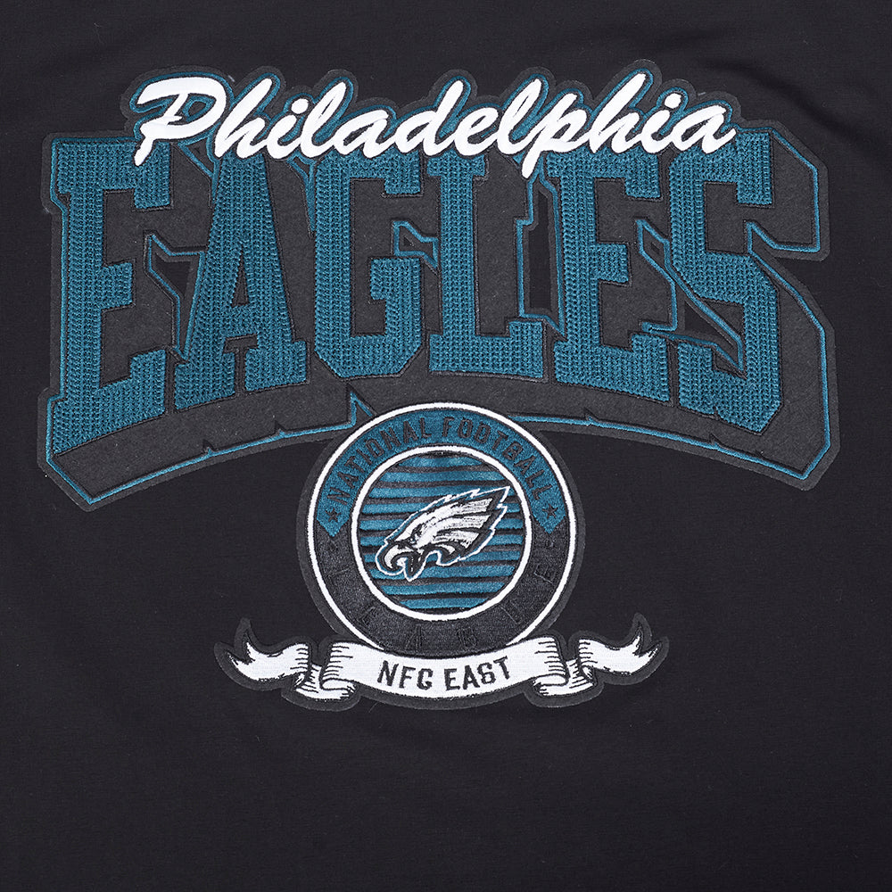 NFL PHILADELPHIA EAGLES TEAM BADGE T-SHIRT EN JERSEY SIMPLE POUR HOMME (NOIR)