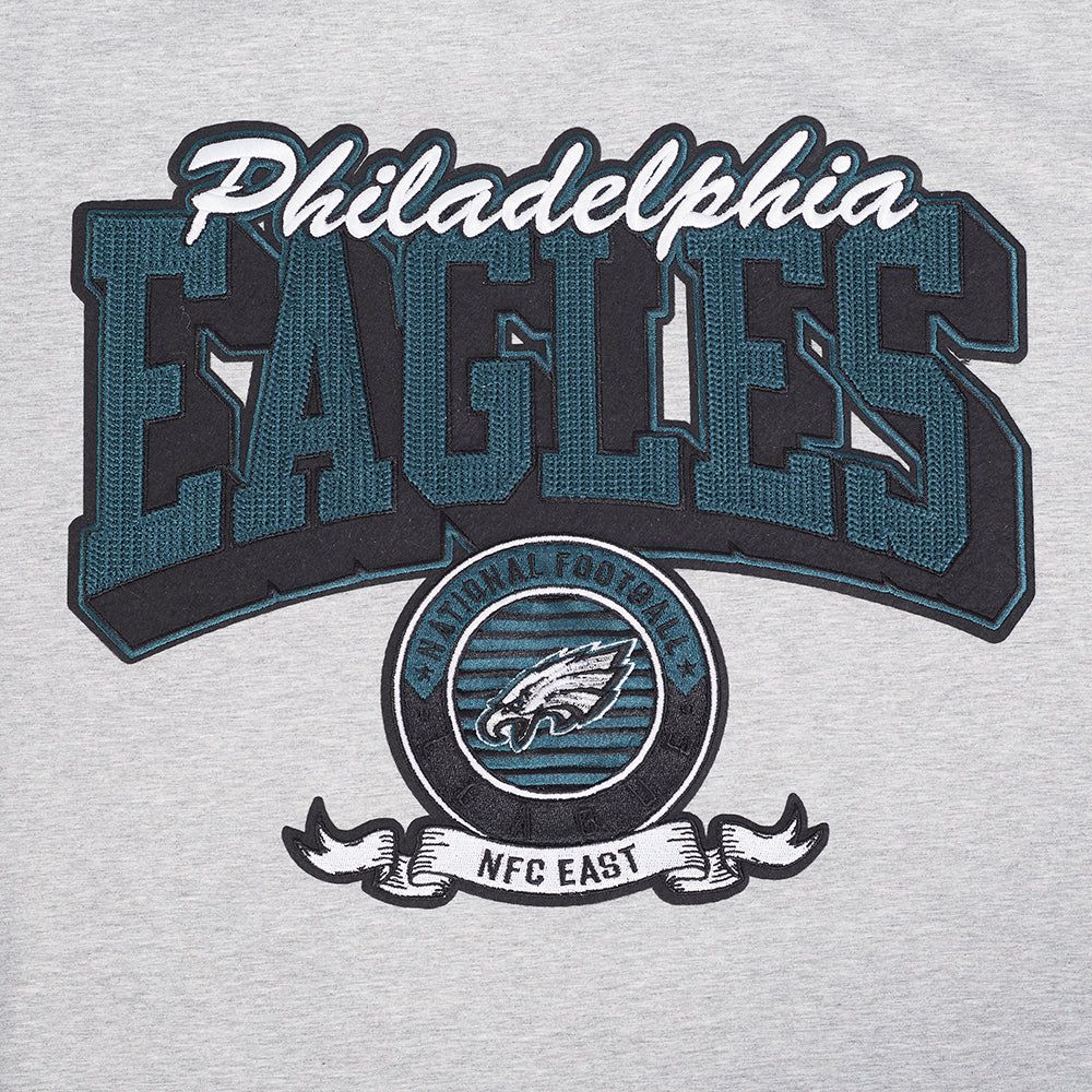 NFL PHILADELPHIA EAGLES TEAM BADGE T-SHIRT EN JERSEY SIMPLE POUR HOMME (GRIS CHINÉ)