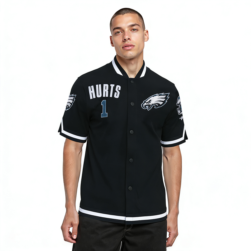 NFL PHILADELPHIA EAGLES JALEN HURTS #1 CLASSIC PNN MEN'S DK WARM UP (BLACK)