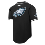 NFL PHILADELPHIA EAGLES JALEN HURTS #1 CLASSIC MESH PNN CHEMISE BOUTONNÉE EN FILET POUR HOMME (NOIR)