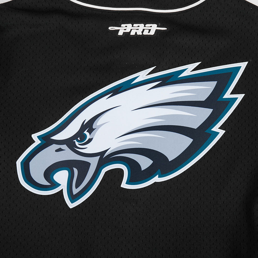 NFL PHILADELPHIA EAGLES JALEN HURTS #1 CLASSIC MESH PNN CHEMISE BOUTONNÉE EN FILET POUR HOMME (NOIR)