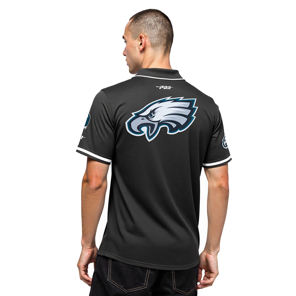 NFL PHILADELPHIA EAGLES JALEN HURTS #1 CLASSIC MESH PNN CHEMISE BOUTONNÉE EN FILET POUR HOMME (NOIR)