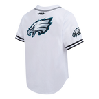 NFL PHILADELPHIA EAGLES JALEN HURTS #1 CLASSIC MESH PNN CHEMISE BOUTONNÉE EN FILET POUR HOMME (BLANC/NOIR/BLANC)