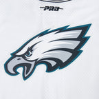 NFL PHILADELPHIA EAGLES JALEN HURTS #1 CLASSIC MESH PNN CHEMISE BOUTONNÉE EN FILET POUR HOMME (BLANC/NOIR/BLANC)