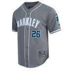 NFL PHILADELPHIA EAGLES SAQUON BARKLEY #26 CLASSIC MESH PNN MEN'S MESH BUTTON DOWN SHIRT (Gray)