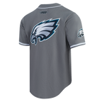 NFL PHILADELPHIA EAGLES SAQUON BARKLEY #26 CLASSIC MESH PNN MEN'S MESH BUTTON DOWN SHIRT (Gray)