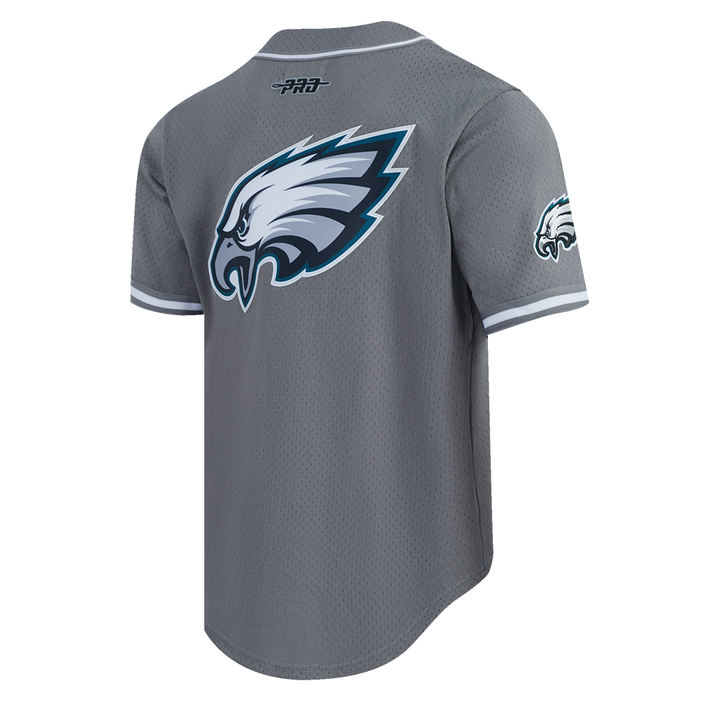 NFL PHILADELPHIA EAGLES SAQUON BARKLEY #26 CLASSIC MESH PNN MEN'S MESH BUTTON DOWN SHIRT (Gray)