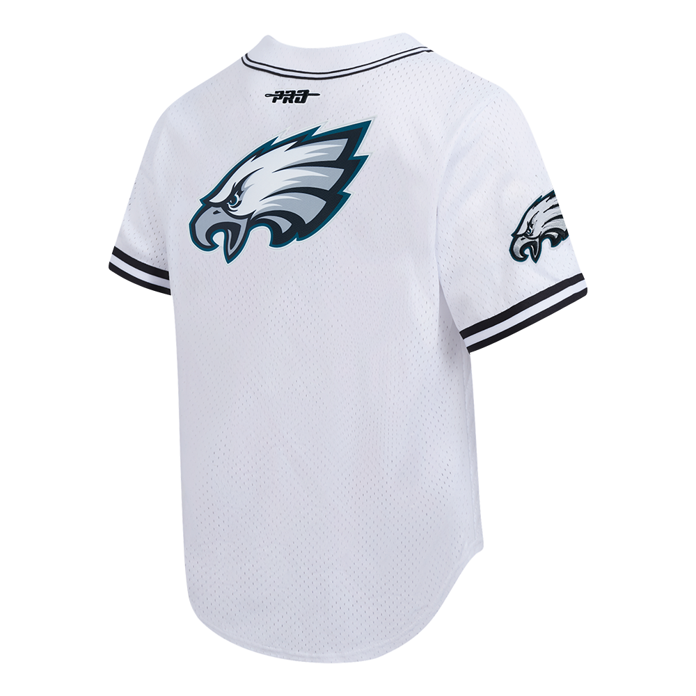 NFL PHILADELPHIA EAGLES SAQUON BARKLEY #26 CLASSIC MESH PNN CHEMISE BOUTONNÉE EN FILET POUR HOMME (BLANC/NOIR/BLANC)
