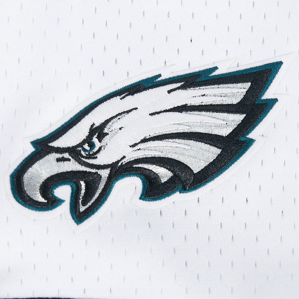 NFL PHILADELPHIA EAGLES SAQUON BARKLEY #26 CLASSIC MESH PNN CHEMISE BOUTONNÉE EN FILET POUR HOMME (BLANC/NOIR/BLANC)