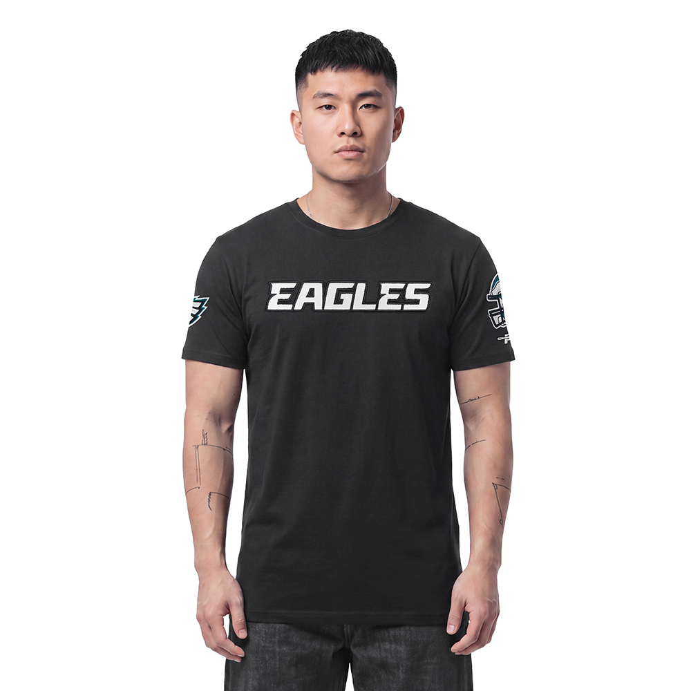 NFL PHILADELPHIA EAGLES CLASSIC CHENILLE T-SHIRT À MANCHES COURTES POUR HOMME (NOIR)