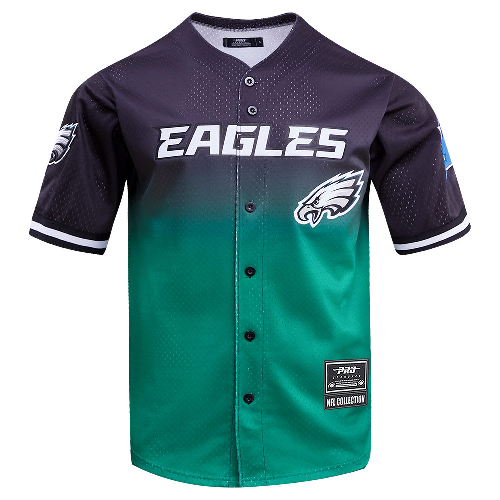 NFL PHILADELPHIA EAGLES TEAM MEN'S MESH BUTTON DOWN JERSEY (KELLY GREEN/BLACK)