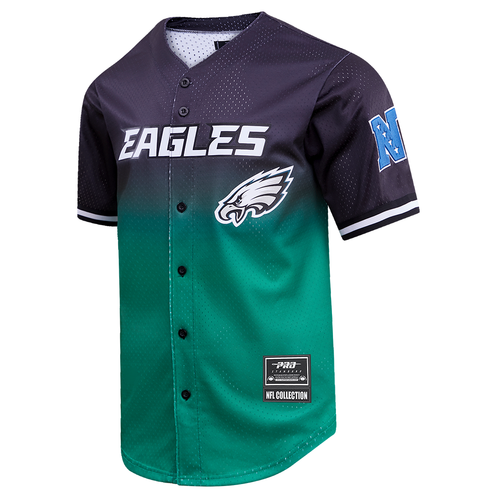 NFL PHILADELPHIA EAGLES TEAM MEN'S MESH BUTTON DOWN JERSEY (KELLY GREEN/BLACK)