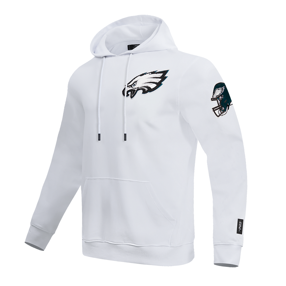 NFL PHILADELPHIA EAGLES CLASSIC CHENILLE MEN'S DOUBLE KNIT PULLOVER HOODIE (WHITE)