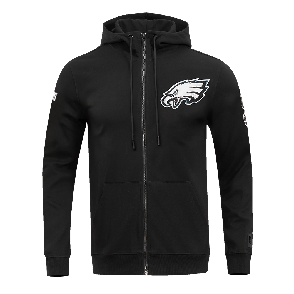 NFL PHILADELPHIA EAGLES CLASSIC CHENILLE CHANDAIL À CAPUCHON EN MAILLE DOUBLE À GLISSIÈRE POUR HOMME (NOIR)
