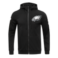 NFL PHILADELPHIA EAGLES CLASSIC CHENILLE CHANDAIL À CAPUCHON EN MAILLE DOUBLE À GLISSIÈRE POUR HOMME (NOIR)