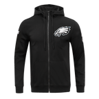 NFL PHILADELPHIA EAGLES CLASSIC CHENILLE CHANDAIL À CAPUCHON EN MAILLE DOUBLE À GLISSIÈRE POUR HOMME (NOIR)