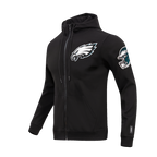 NFL PHILADELPHIA EAGLES CLASSIC CHENILLE CHANDAIL À CAPUCHON EN MAILLE DOUBLE À GLISSIÈRE POUR HOMME (NOIR)