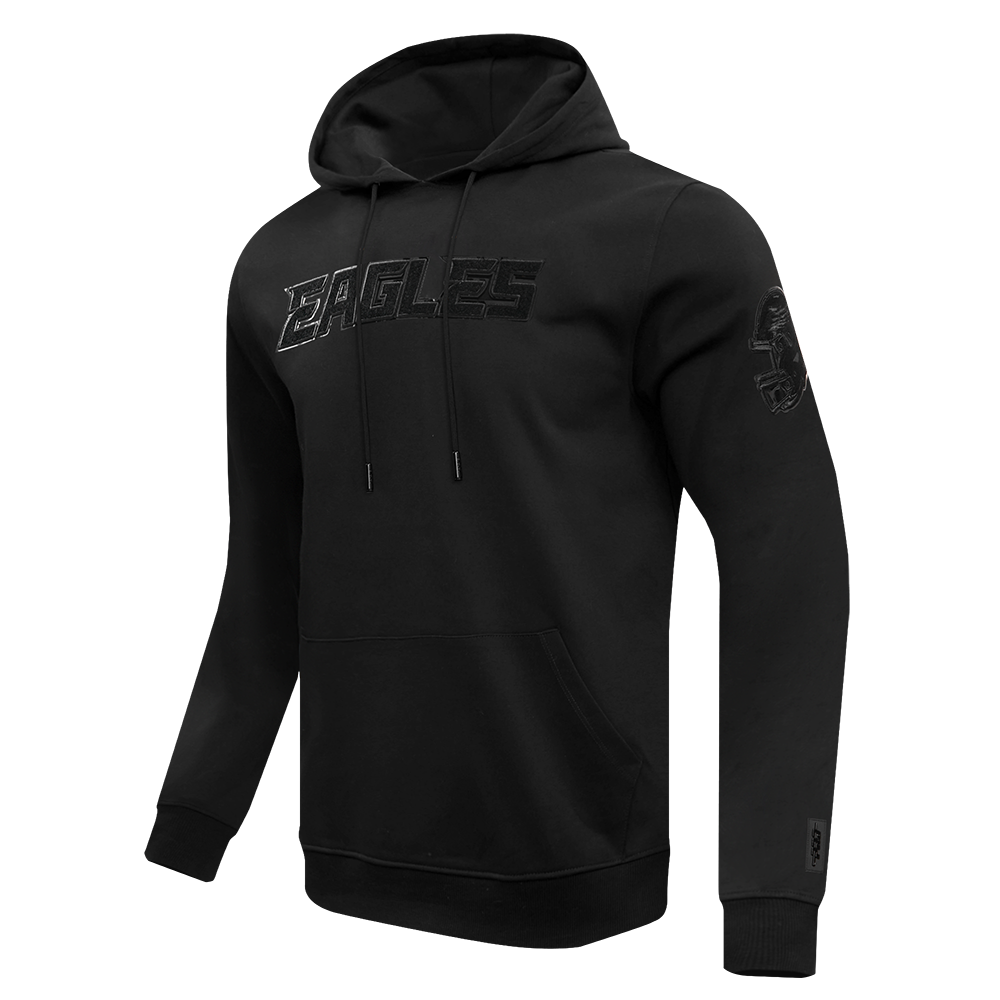 NFL PHILADELPHIA EAGLES TRIPLE BLACK MEN'S DOUBLE KNIT PULLOVER HOODIE (TRIPLE BLACK MEN'S)