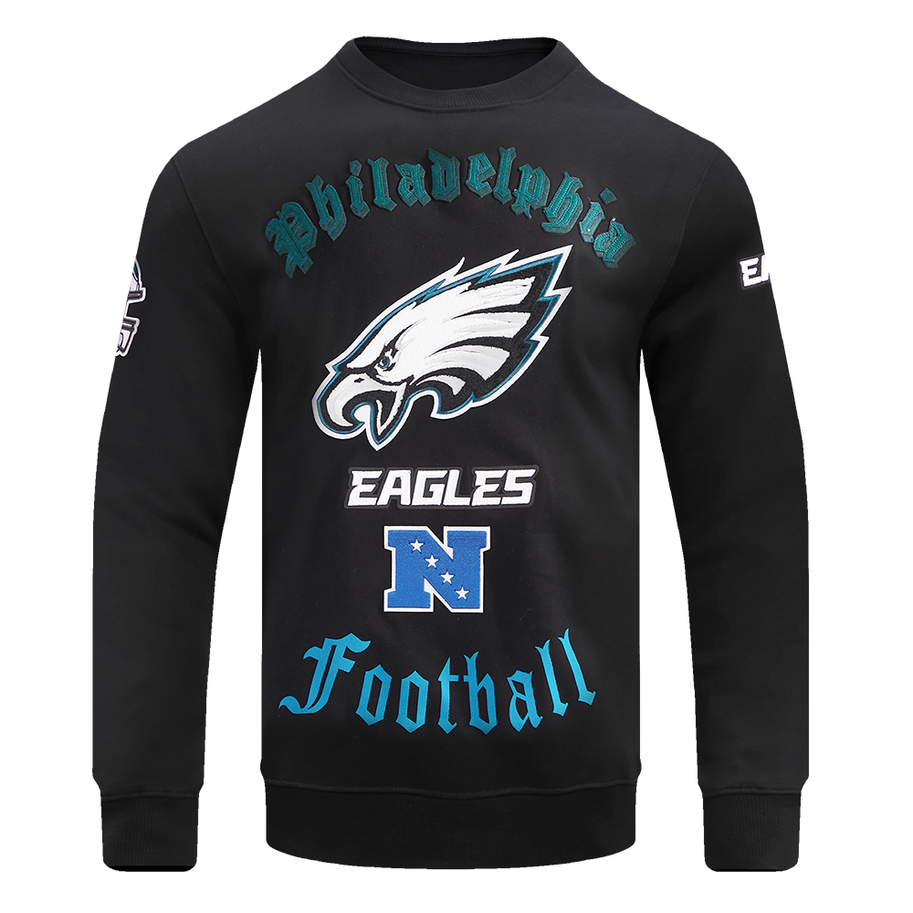 NFL PHILADELPHIA EAGLES OLD ENGLISH CHANDAIL À COL ROND POUR HOMME (NOIR)