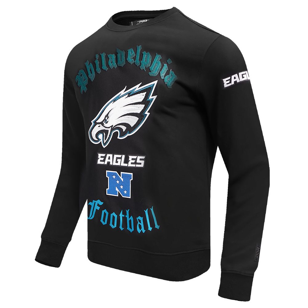 NFL PHILADELPHIA EAGLES OLD ENGLISH MEN'S CREWNECK (BLACK)