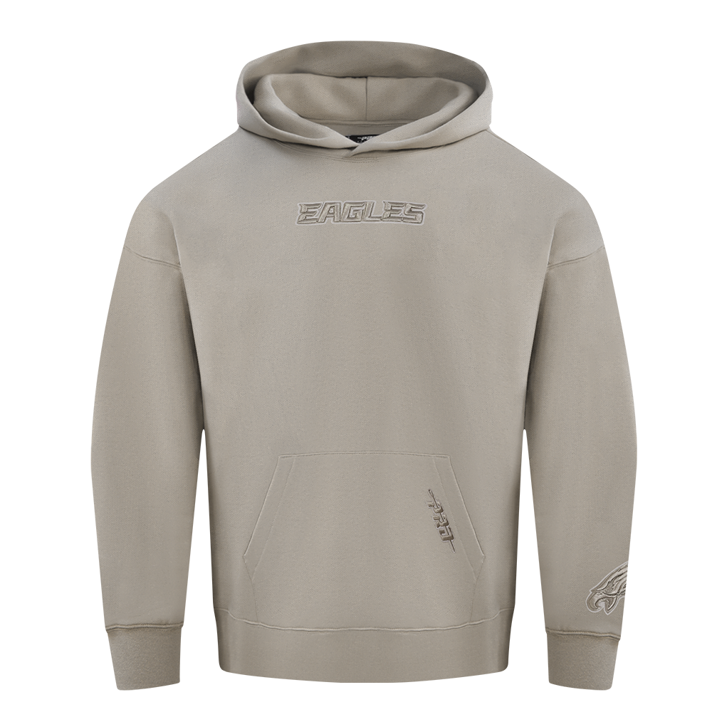 NFL PHILADELPHIA EAGLES WINGSPAN MEN'S DROP SHOULDER FLEECE PULLOVER HOODIE (TAUPE)