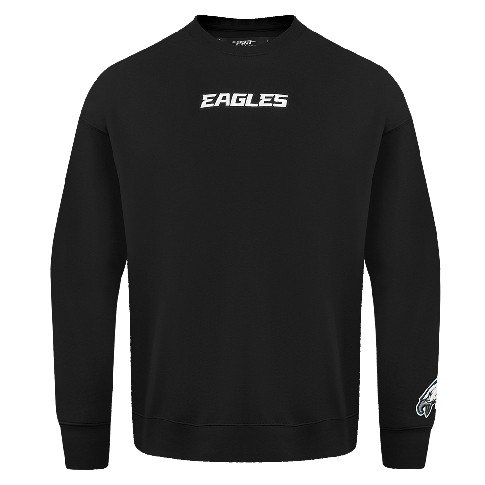 NFL PHILADELPHIA EAGLES WINGSPAN MEN'S DROP SHOULDER FLEECE CREWNECK (BLACK)