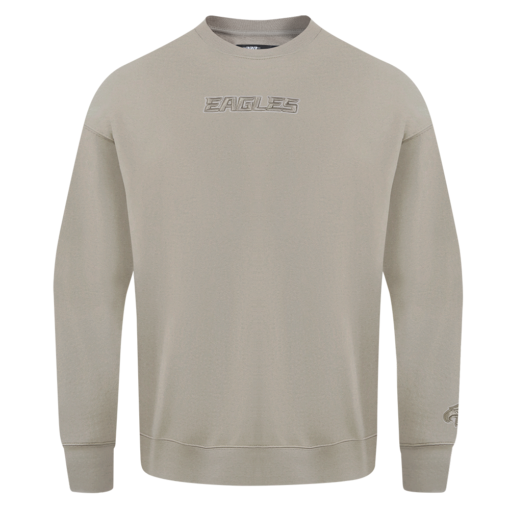 NFL PHILADELPHIA EAGLES WINGSPAN MEN'S DROP SHOULDER FLEECE CREWNECK (TAUPE)