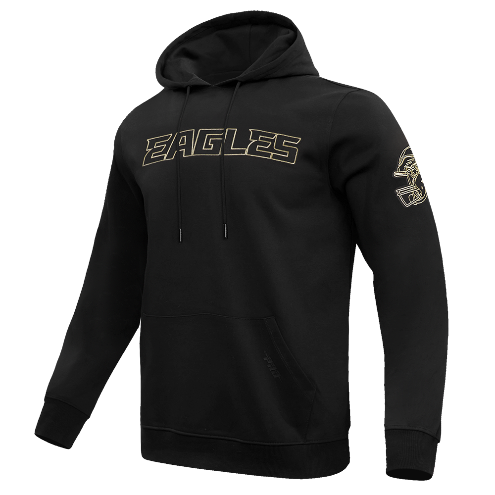 NFL PHILADELPHIA EAGLES BLACK & GOLD MEN'S DOUBLE KNIT PULLOVER HOODIE (BLACK)