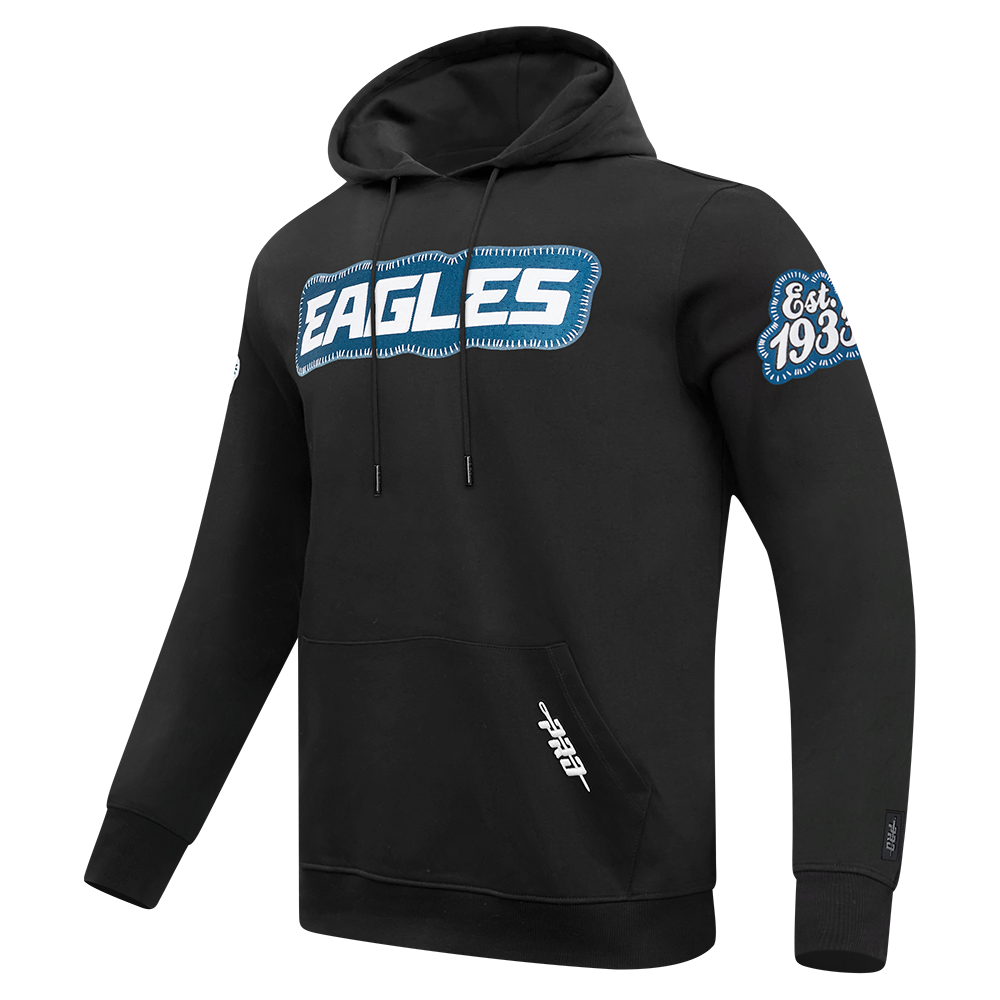 NFL PHILADELPHIA EAGLES DIY PICK STITCH MEN'S DOUBLE KNIT PULLOVER HOODIE (BLACK)